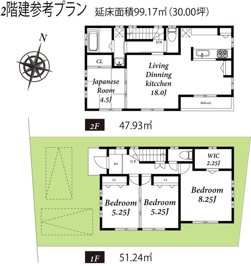 Compartment figure. Land price 25,800,000 yen, Land area 105.76 sq m