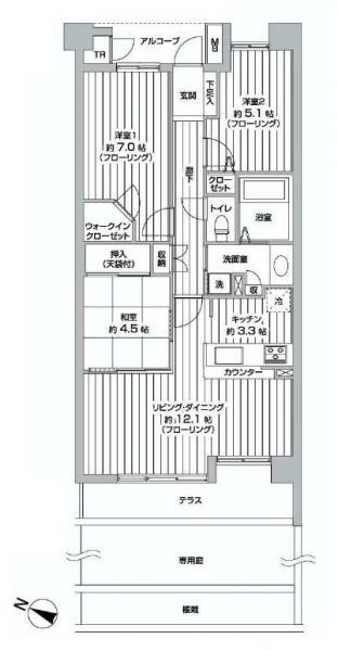 Floor plan. 3LDK, Price 24,800,000 yen, Occupied area 72.95 sq m