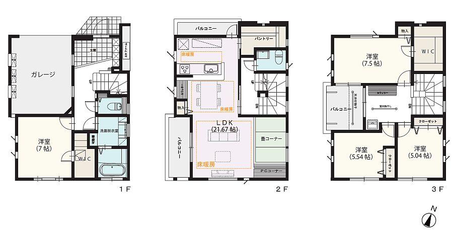 Floor plan. (1), Price 51,800,000 yen, 4LDK+S, Land area 78.91 sq m , Building area 155.79 sq m