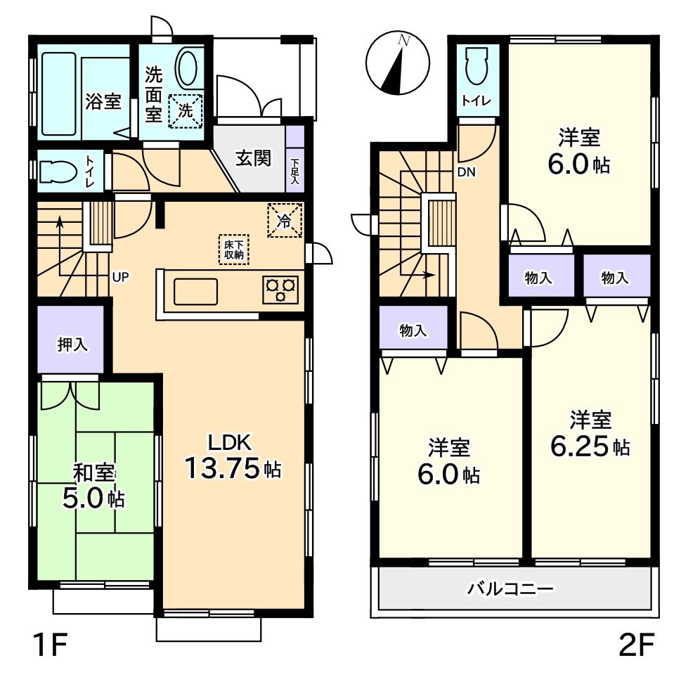 Floor plan. (Building 2), Price 28.8 million yen, 4LDK, Land area 99.91 sq m , Building area 89.64 sq m