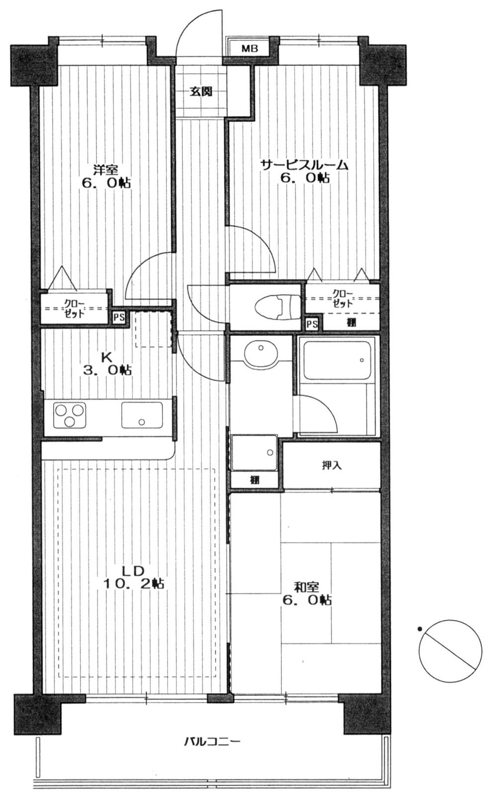 Floor plan. 2LDK + S (storeroom), Price 24,980,000 yen, Footprint 66 sq m , Balcony area 8.55 sq m floor plan