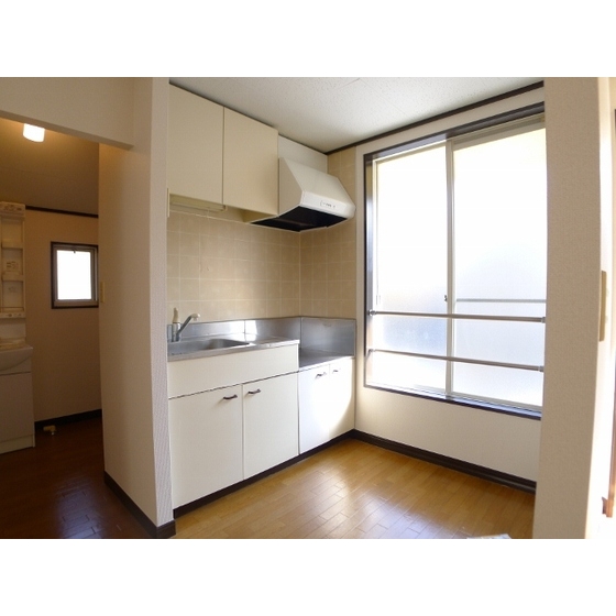 Kitchen. Kitchen space with large windows