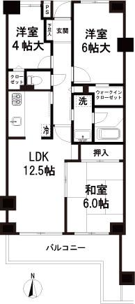 Floor plan. 3LDK, Price 10.5 million yen, Occupied area 63.22 sq m , Balcony area 9.86 sq m