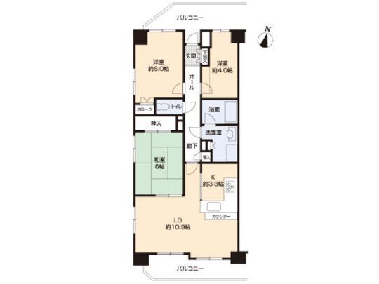 Floor plan. 3LDK, Price 16.8 million yen, Footprint 67.3 sq m , Balcony area 9.13 sq m floor plan