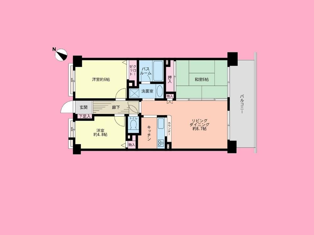 Floor plan. 3LDK, Price 14.5 million yen, Occupied area 63.18 sq m , Balcony area 10.53 sq m