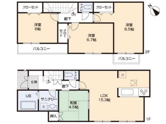 Floor plan. 32,800,000 yen, 4LDK, Land area 100.53 sq m , Building area 96.26 sq m floor plan