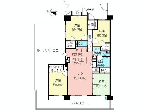 Floor plan. 4LDK, Price 36,800,000 yen, Footprint 90.1 sq m