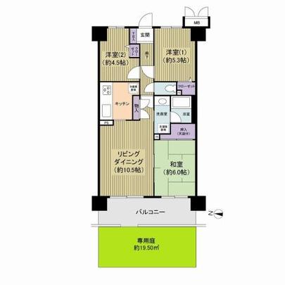 Floor plan. Private garden, First floor dwelling unit