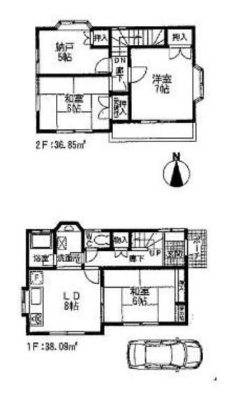 Floor plan. 21,800,000 yen, 3DK + S (storeroom), Land area 80.46 sq m , Building area 74.94 sq m