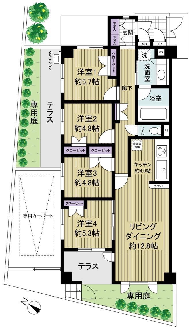 Floor plan. 4LDK, Price 31,300,000 yen, Occupied area 87.42 sq m