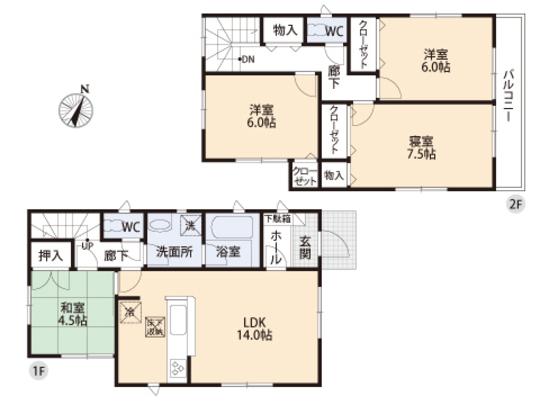 Floor plan. 32,800,000 yen, 4LDK, Land area 128.43 sq m , Building area 92.34 sq m floor plan