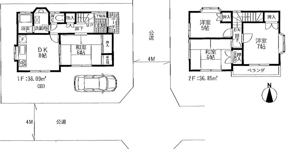 Floor plan. 21,800,000 yen, 4DK, Land area 80.46 sq m , Building area 74.94 sq m   ☆ Airy per southeast corner lot ・ Day is good! 
