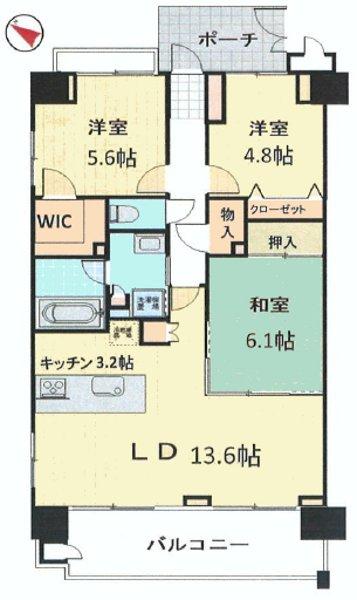 Floor plan. 3LDK, Price 20.8 million yen, Occupied area 76.81 sq m