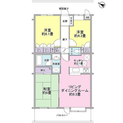 Floor plan. 3LD ・ It is a K type of floor plan type.