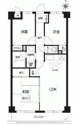 Floor plan. 3LDK, Price 12.8 million yen, Occupied area 57.12 sq m , Balcony area 6.3 sq m