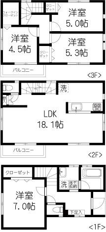 Floor plan. 35,800,000 yen, 4LDK, Land area 72.96 sq m , Building area 96.86 sq m