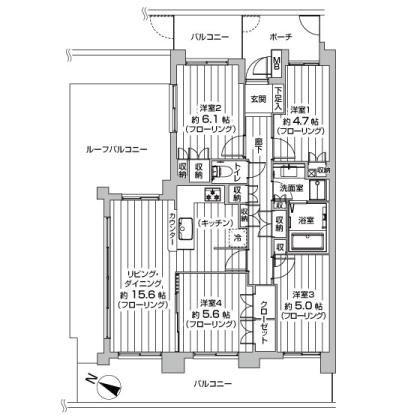 Floor plan. 4LDK, Price 43,800,000 yen, Occupied area 81.09 sq m , Balcony area 18.23 sq m