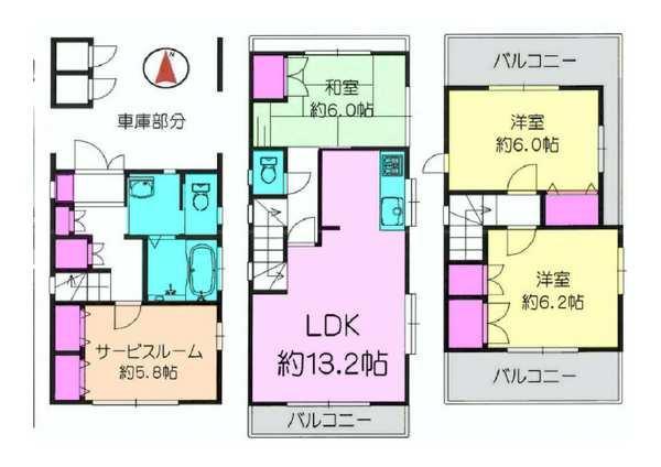 Floor plan. 45,800,000 yen, 3LDK+S, Land area 69.86 sq m , Building area 102.45 sq m
