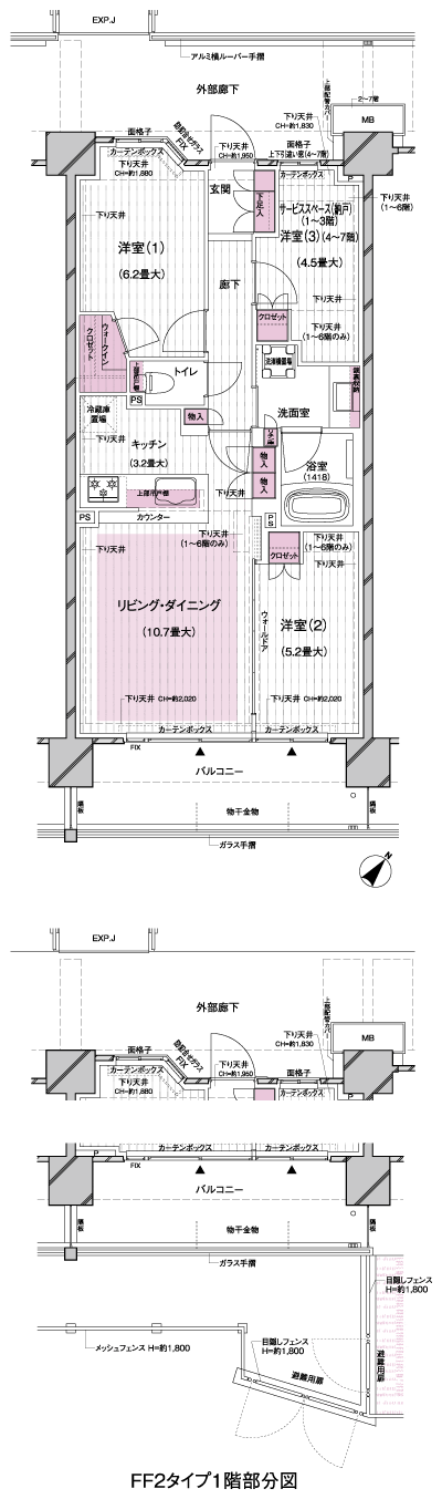 Floor: 2LDK + S + WIC (1 ~ 3rd floor) / 3LDK+WIC(4 ~ 7th floor), the occupied area: 66.17 sq m, Price: TBD