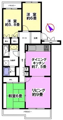 Floor plan.  [Floor plan] 3L of the occupied area 81.97 sq m ・ DK type.