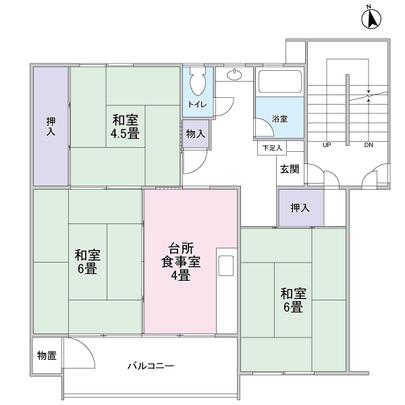 Floor plan. bathroom ・ Wash ・ There is a window in the toilet, There is a storeroom on the balcony.