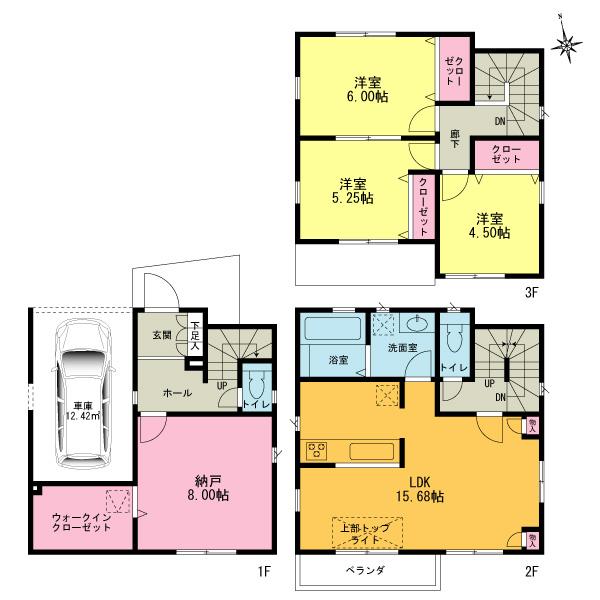 Floor plan. (9 Building), Price 45,800,000 yen, 3LDK+S, Land area 66.61 sq m , Building area 115.91 sq m