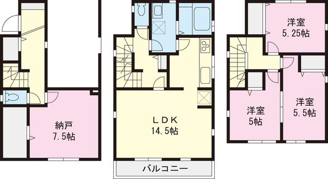 Floor plan. 44,800,000 yen, 3LDK+S, Land area 69.09 sq m , Building area 101.02 sq m