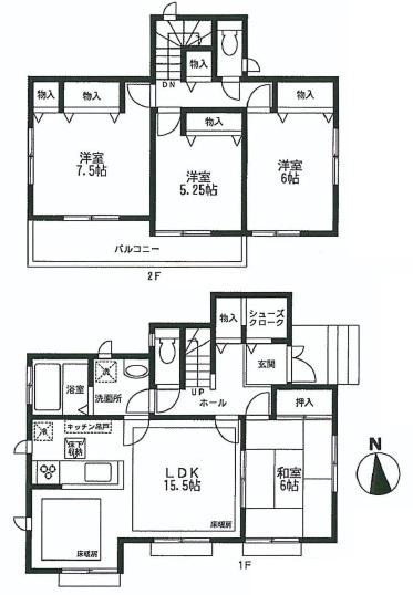 Floor plan. 59,800,000 yen, 4LDK, Land area 148.73 sq m , Face-to-face kitchen in the building area 101.43 sq m Pledge LDK15.5, And the front door with shoes cloak!  [Floor plan]