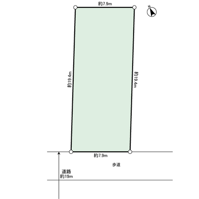 Compartment figure. Front road is a bus street width about 19m with a sidewalk (public road).