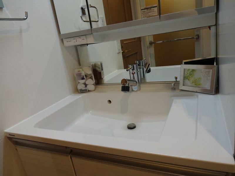 Wash basin, toilet. Bathroom vanity