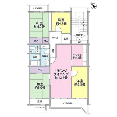 Floor plan. 4LD of occupied area 97.38 sq m ・ K type