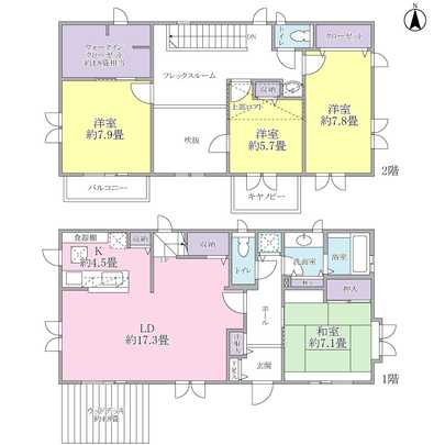 Floor plan. 4LD ・ K + Flex Room type