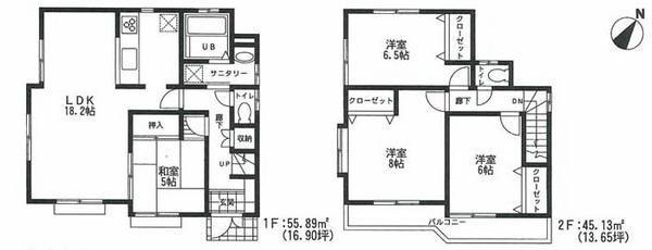 Floor plan. 49,800,000 yen, 4LDK, Land area 194.01 sq m , Building area 101.02 sq m