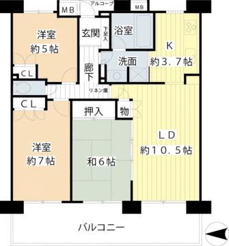 Floor plan. 3LDK, Price 41,800,000 yen, Occupied area 70.84 sq m , Balcony area 14.94 sq m lighting of ・ Excellent wide span dwelling unit to the ventilation resistance, Ensure the spacious balcony.