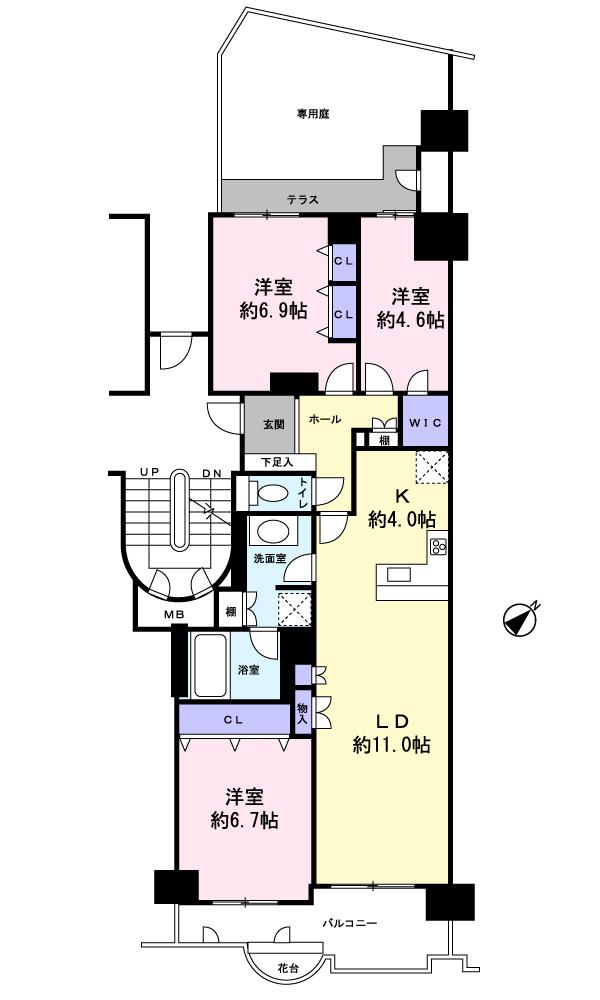 Floor plan. 3LDK, Price 32,800,000 yen, Occupied area 79.62 sq m , Balcony area 9.72 sq m