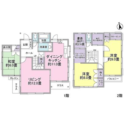 Floor plan. Living about 12 tatami mats, Yes dining kitchen about 11 tatami mats! 