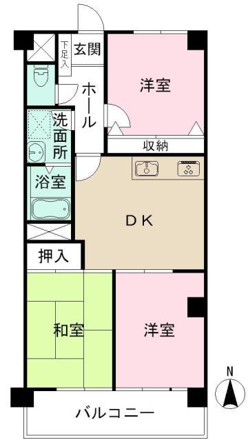 Floor plan. 3DK, Price 9.8 million yen, Occupied area 58.95 sq m , Balcony area 5.71 sq m