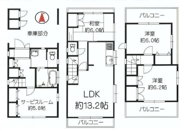 Floor plan. 45,800,000 yen, 3LDK+S, Land area 69.86 sq m , Building area 102.45 sq m