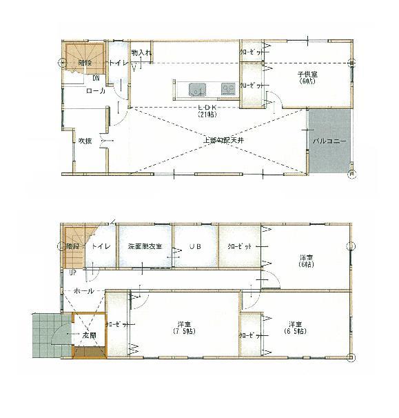 Building plan example (floor plan). Building plan example (A section) 4LDK, Land price 42,800,000 yen, Land area 161.39 sq m , Building price 12,158,000 yen, Building area 122.53 sq m