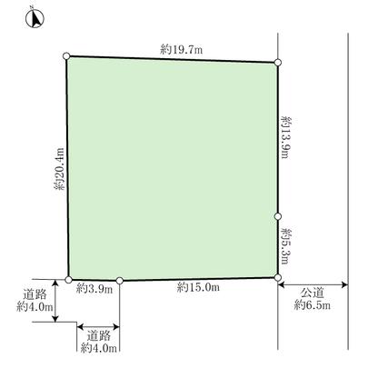 Compartment figure.  ◆ Land area 384.31 sq m  ◆ Seikatachichi of two-way road