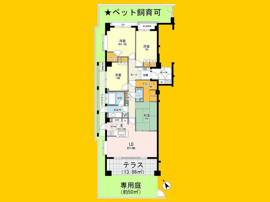 Floor plan. 4LDK, Price 37,800,000 yen, Footprint 101.53 sq m , Balcony area 8.1 sq m