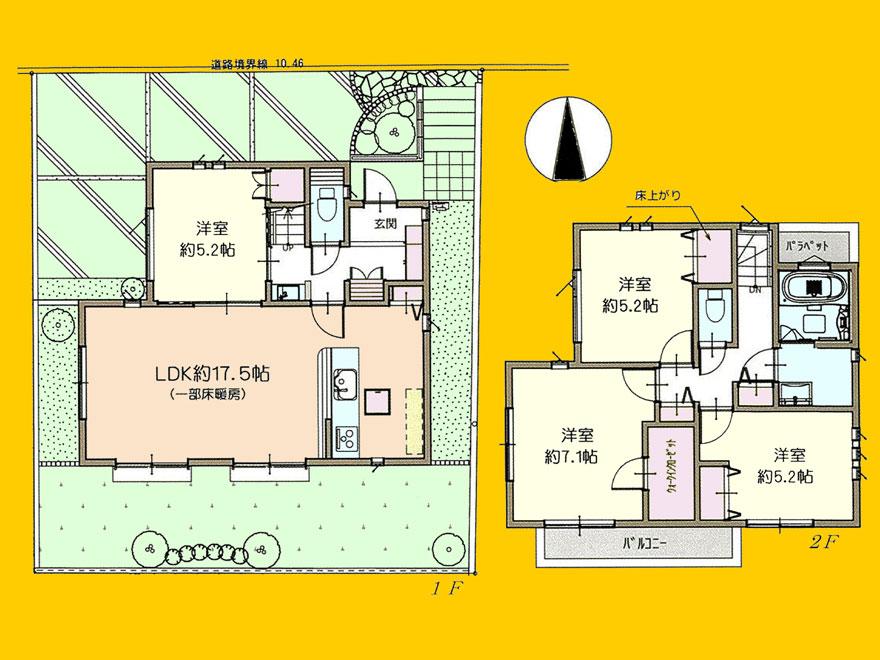 Floor plan. (No, 1), Price 41,800,000 yen, 4LDK, Land area 119.44 sq m , Building area 95.22 sq m