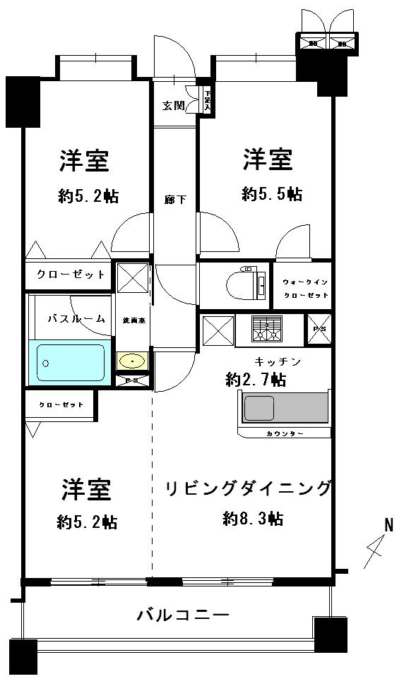 Floor plan. 3LDK, Price 22,800,000 yen, Footprint 58.5 sq m , Balcony area is 9.6 sq m current situation 2LDK. If you would like to 3LDK will reform in the seller burden!
