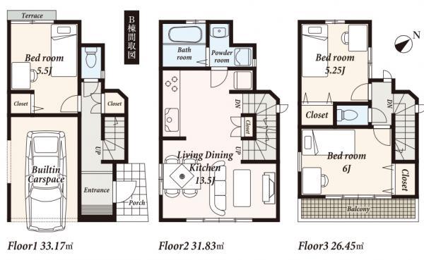 28,900,000 yen, 3LDK, Land area 53.33 sq m , Floor plan of the building area 91.45 sq m Property