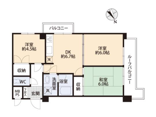 Floor plan. 3DK, Price 13.5 million yen, Footprint 52.1 sq m , Balcony area 9.13 sq m floor plan