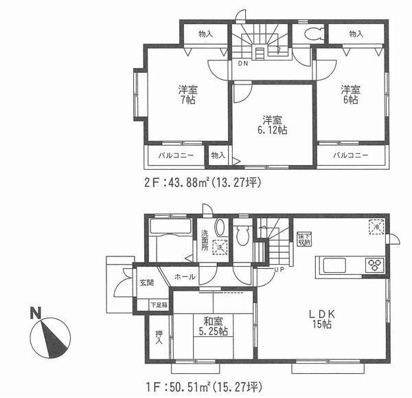 Floor plan. 51,800,000 yen, 4LDK, Land area 126.98 sq m , Building area 94.39 sq m