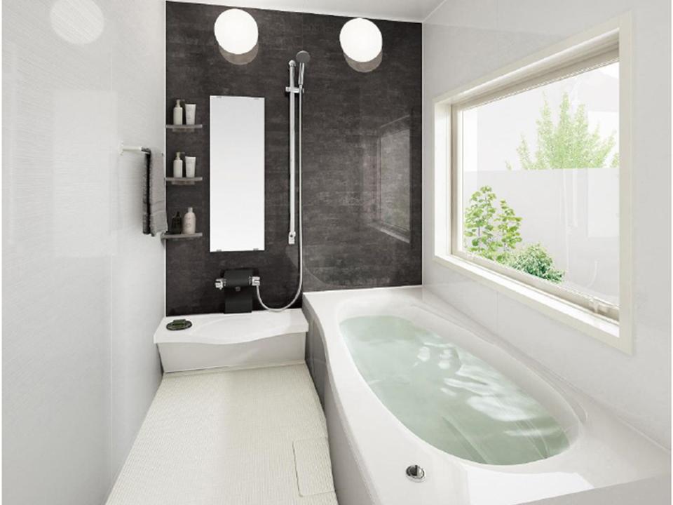 Rendering (introspection). Bathroom and breadth of spacious relaxing bath, Cleaning of easy material, etc., Ingenuity is packed! (Building 2 complete image)
