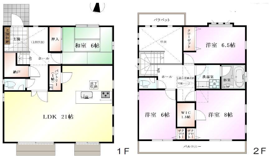 Floor plan. (Building 2), Price 61,800,000 yen, 4LDK, Land area 177.08 sq m , Building area 120.01 sq m