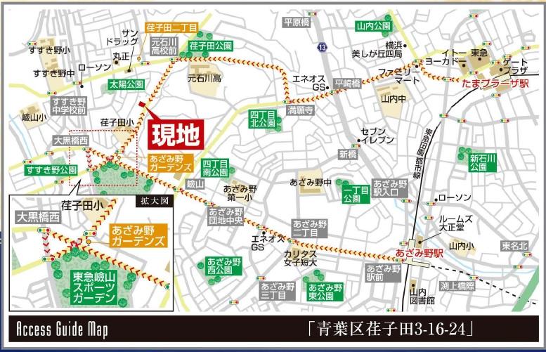 Local guide map. Tama Plaza ・ Bus service number from Azamino