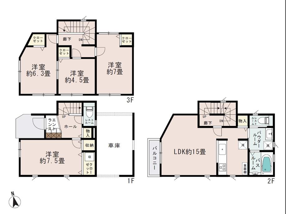 Floor plan. 47,800,000 yen, 4LDK, Land area 65.38 sq m , Building area 101.85 sq m